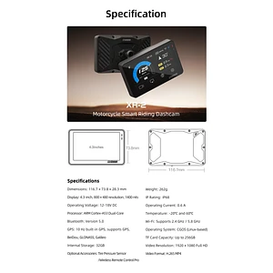 CHIGEE DASHCAM DE CONDUCCION PARA MOTOCICLETAS XR-2
